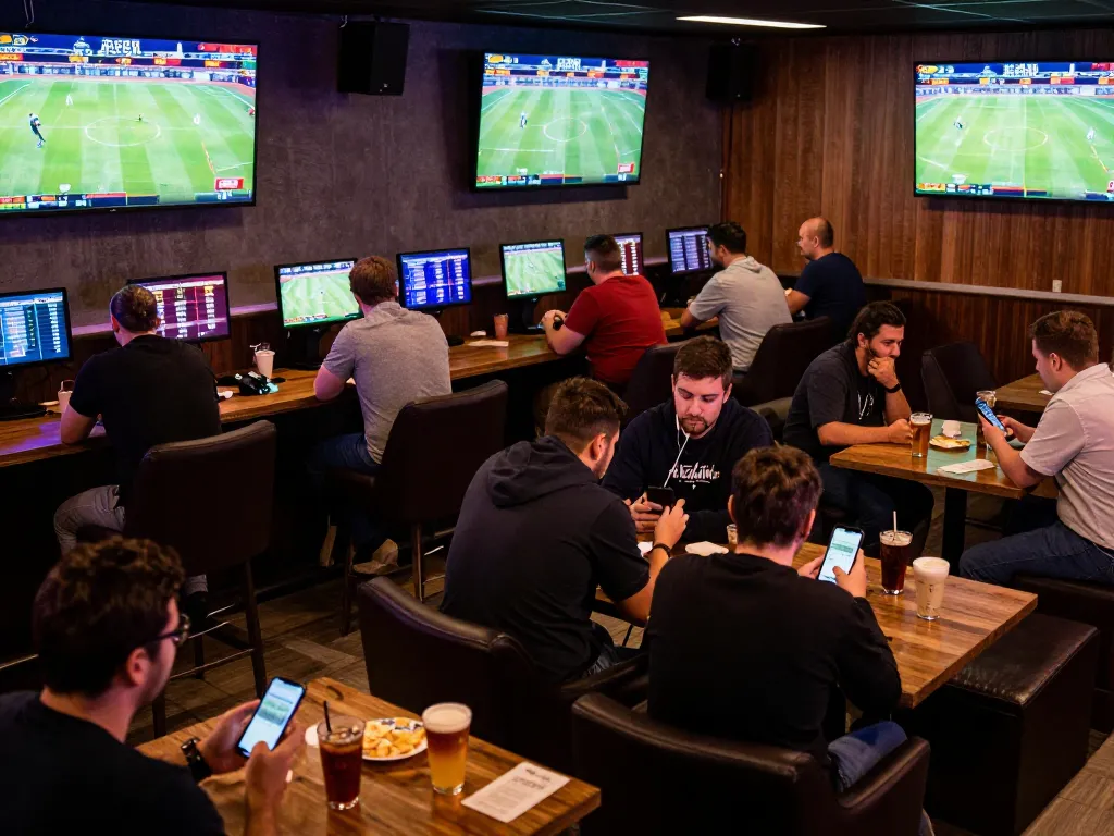 Engaged bettors analyzing live sports odds at TIP88 🥇 for strategic betting decisions.