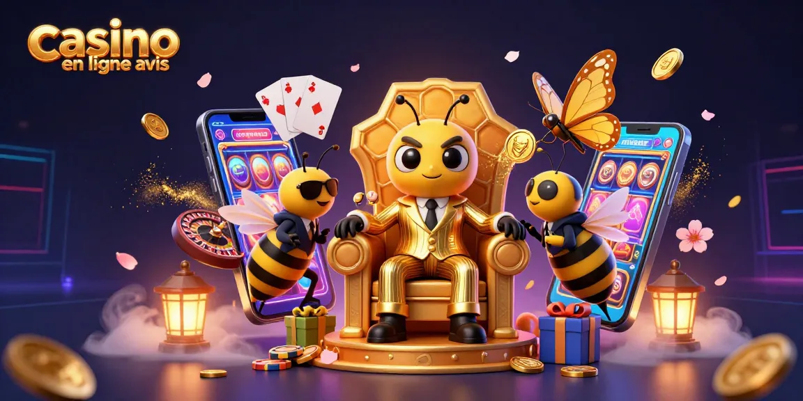 Visuel illustratif représentant les avis sur les casinos en ligne avec un décor dynamique et riche en détails.