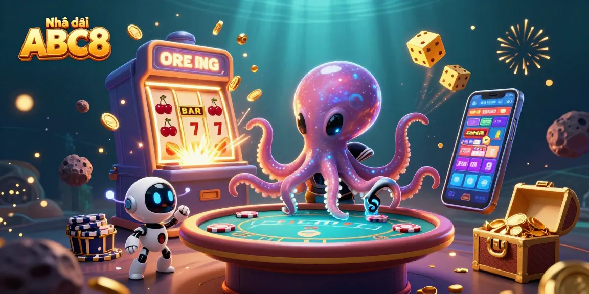 Engage with the immersive world of Nhà cái ABC8, where an alien octopus operates thrilling casino games.