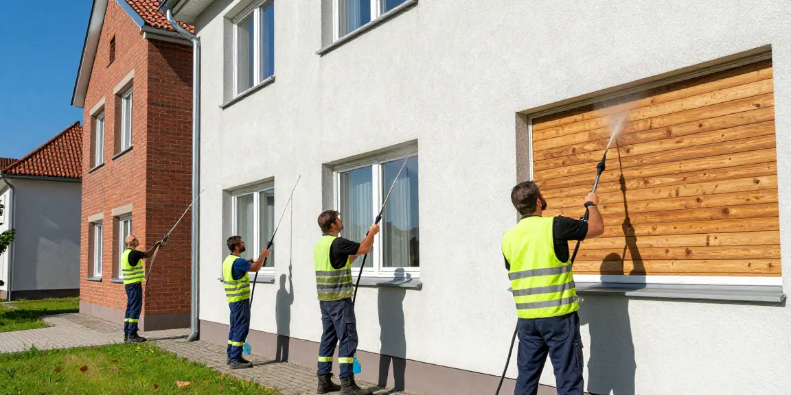 Professionelle Fassadenreinigung Pohlheim mit umweltschonenden Mitteln in Aktion.