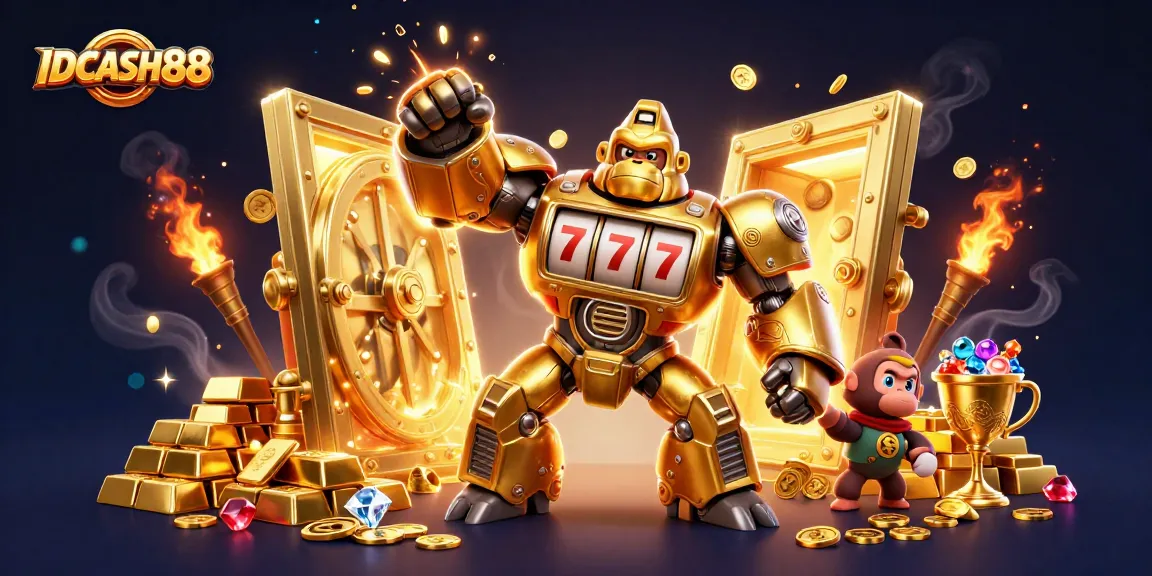 Experience thrilling gaming action with IDCASH88's vibrant casino illustration, featuring dynamic elements and stunning details.