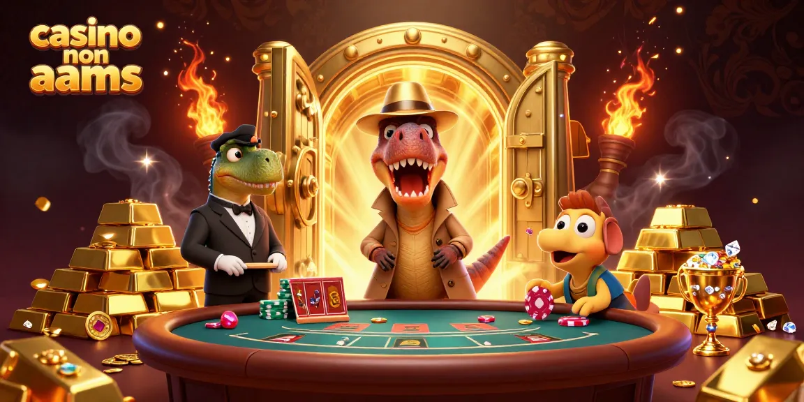 Gioca nei casino non AAMS con la guardia di sicurezza mentre un velociraptor ruba chip al tavolo.