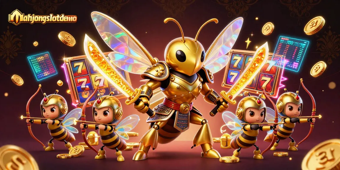 Play vibrant slot games like mahjongslotdemo with a golden hornet hero and exciting elements.
