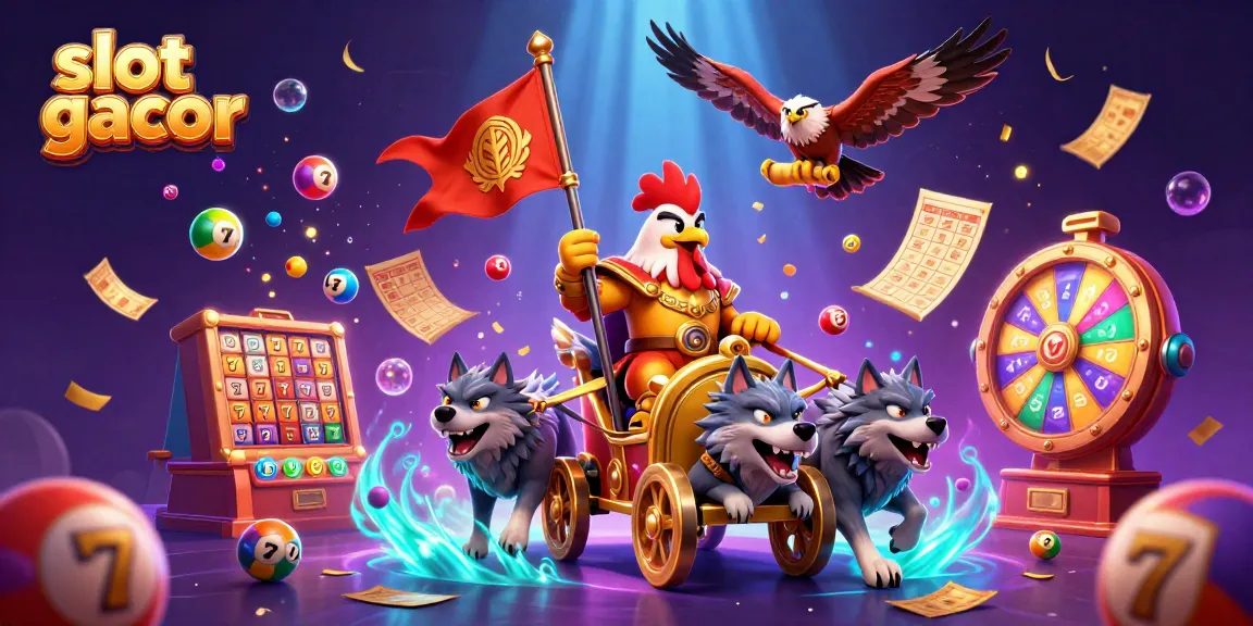 Experience the thrill of slot gacor with a dynamic 3D illustration of winning symbols and vibrant game elements.