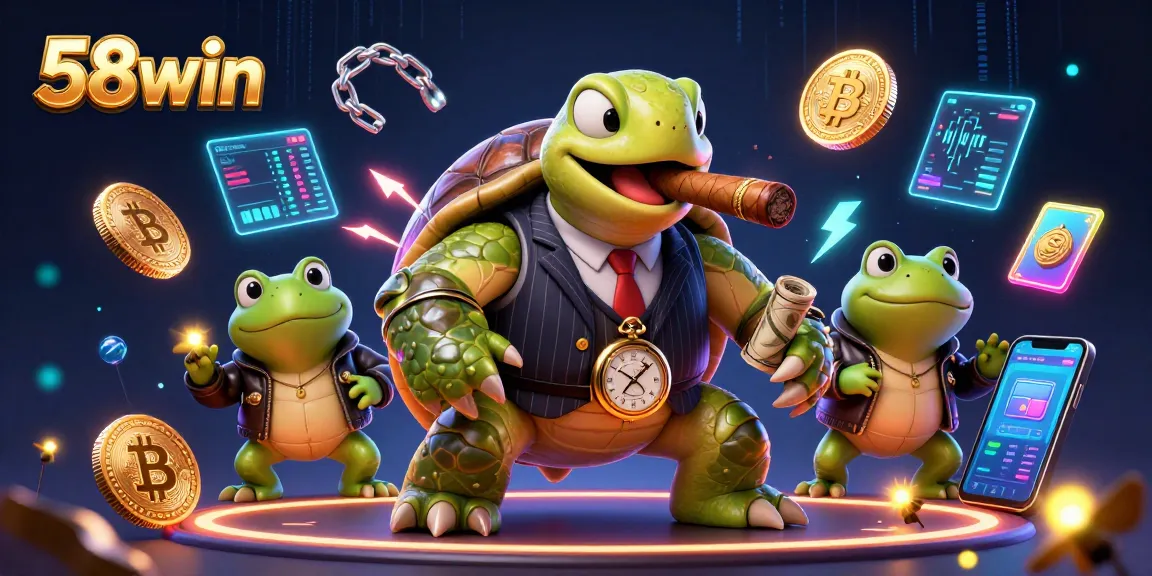 Experience thrilling gameplay at 58win with a dynamic casino scene filled with blockchain and crypto elements.