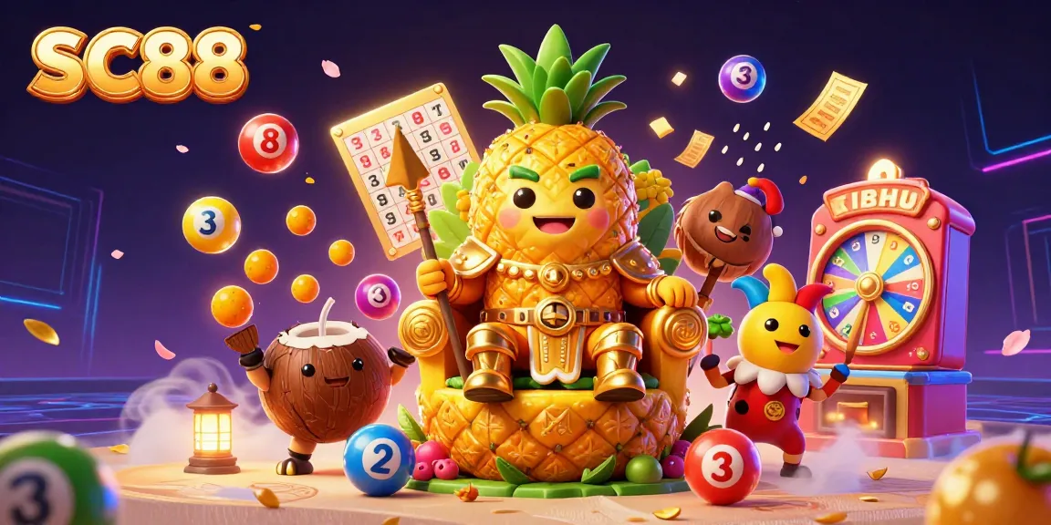Engage in exciting gameplay at SC88 with vibrant scenes of our golden pineapple king and thrilling game elements.