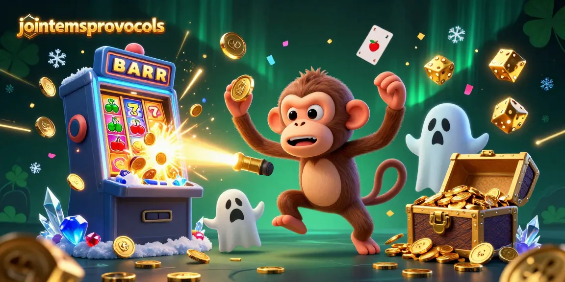Permainan jackpot seru di situs jointemsprotocols dengan karakter monkey poltergeist dan puppy pemburu hantu.