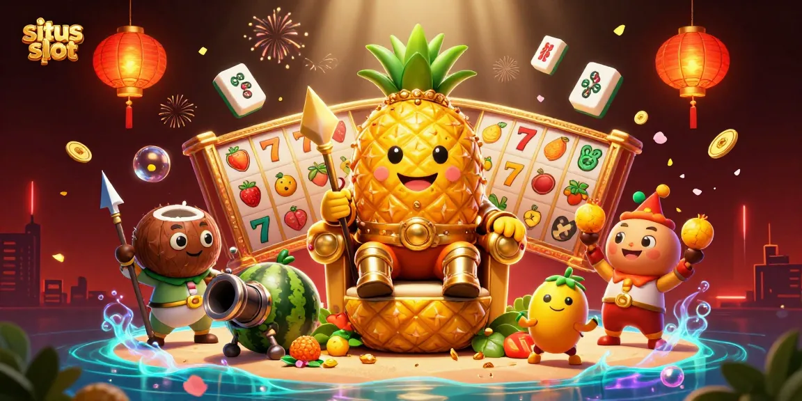 Experience excitement with situs slot games illustrated in a vibrant casino-themed scene packed with action.