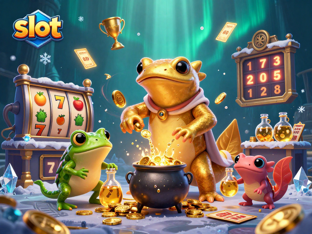 Spin the slot reels with 3D cartoon characters creating gold coins in a vibrant casino scene.