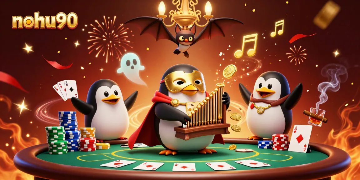 Nohu90 players immerse in thrilling casino action with a vibrant 3D fantasy scene.