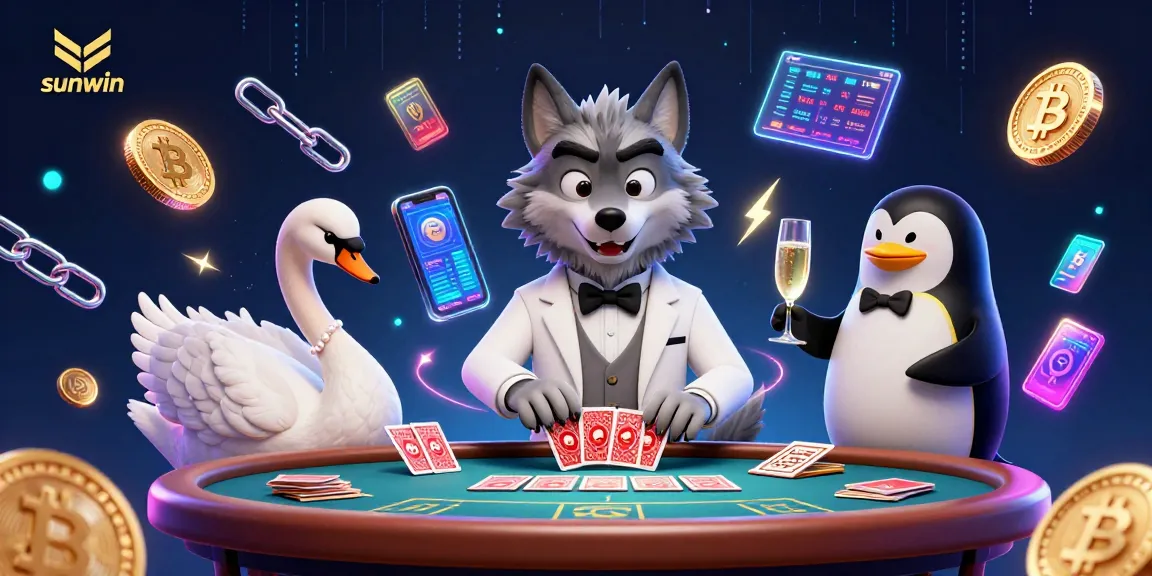 Experience the thrill of gaming with the sunwin debonair wolf at a baccarat table, showcasing unique casino elements.