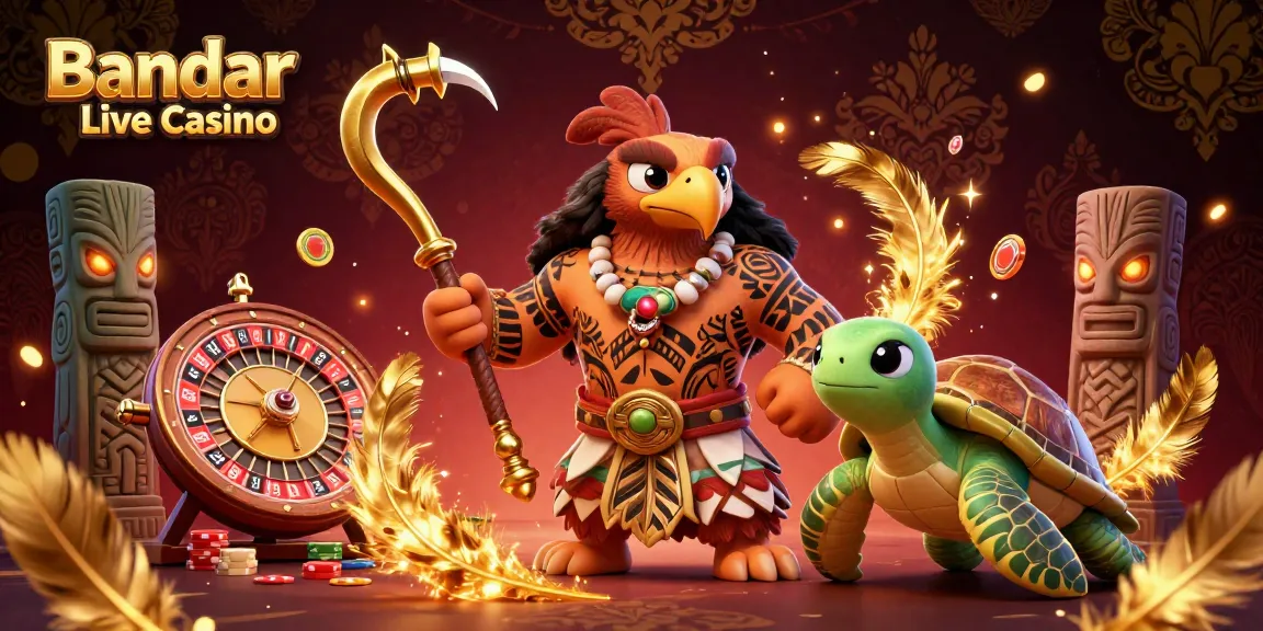Experience the excitement of Bandar Live Casino with dynamic characters and vibrant elements creating a thrilling gaming atmosphere.