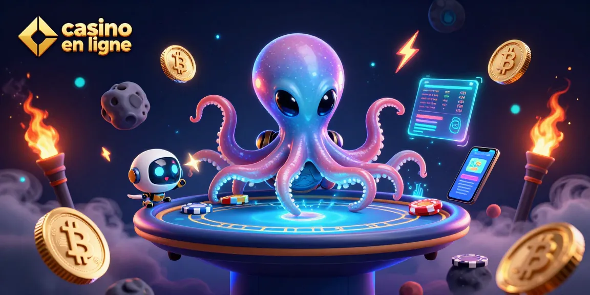 Jouer au casino en ligne avec un octopus extraterrestre et des jetons de poker