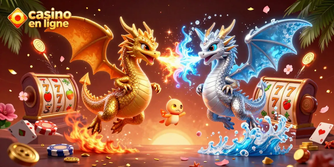 Visualisez les dragons de feu et de glace, unis dans le casino en ligne avec des jetons et des rouleaux.
