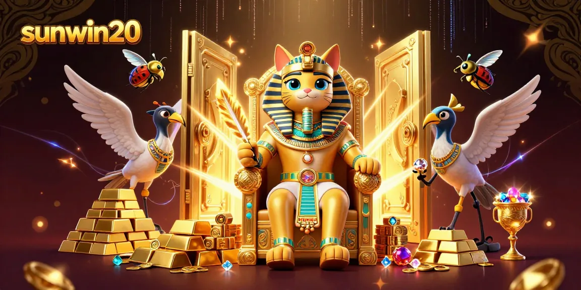 Players enjoy thrilling games at sunwin20 with a vibrant Egyptian-themed 3D casino art.