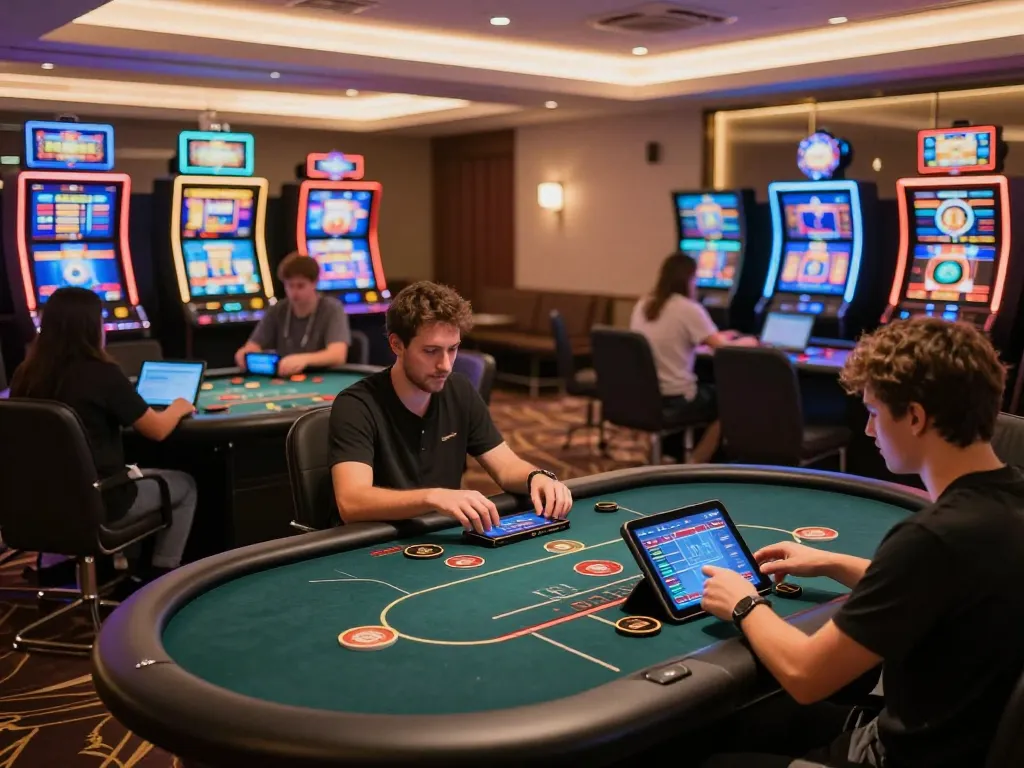 Players enjoying dynamic online casino games at LLwin, highlighting strategic gameplay in a modern atmosphere.
