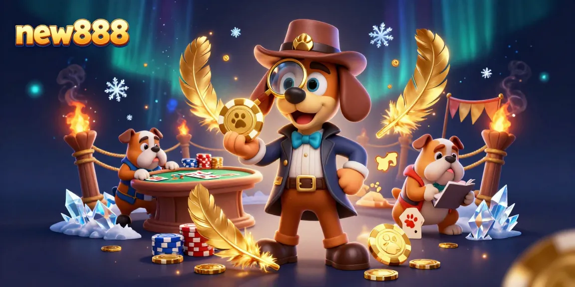 Engage with new888's thrilling poker game, where a detective and his bulldog uncover hidden treasures.