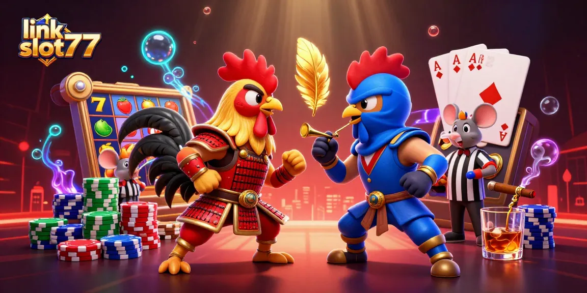 Engage with thrilling action at link slot77 featuring dynamic 3D cartoon characters battling amidst vibrant slots.