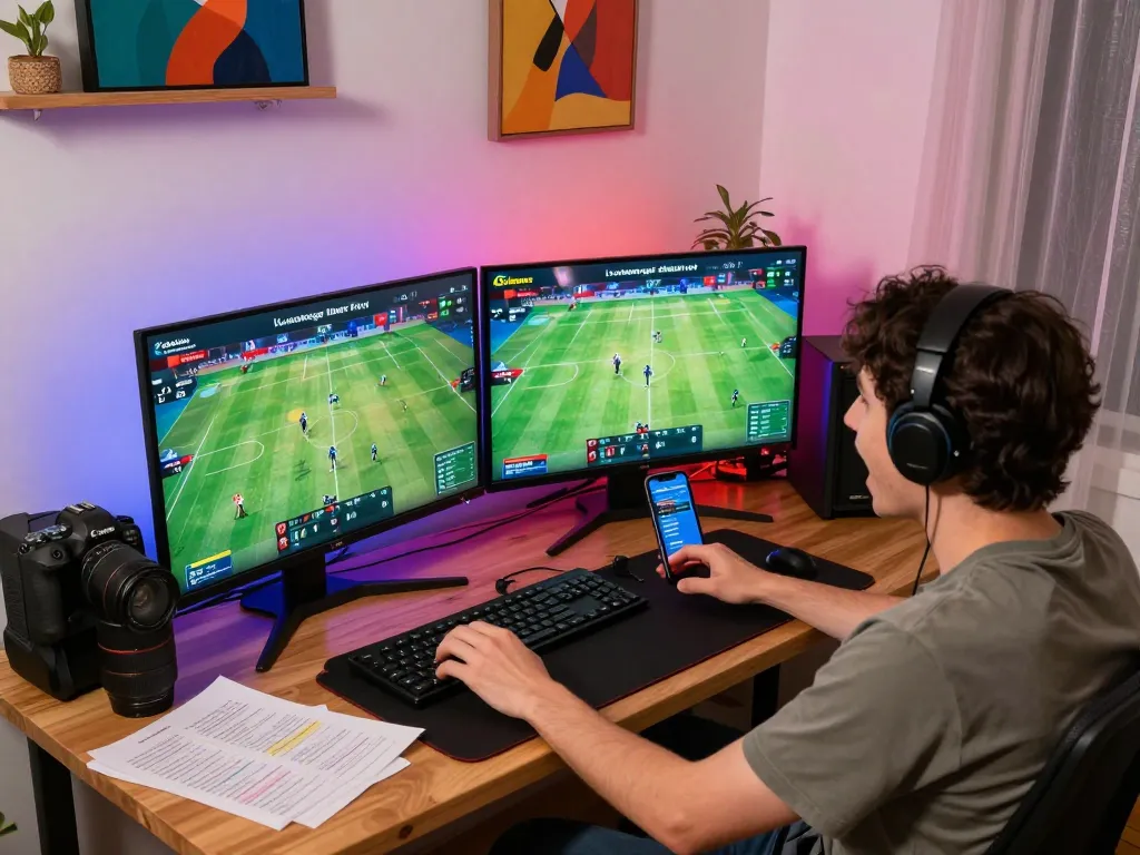 Engaging in sports betting on Luongsontv from a vibrant home setup