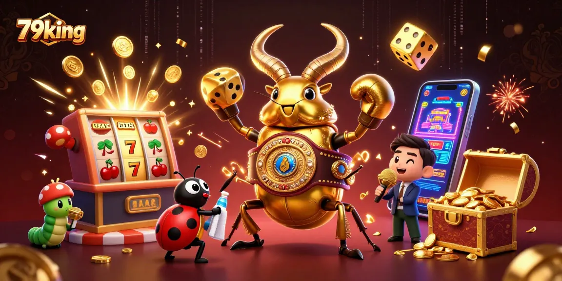 Experience the thrill of 79king with a vibrant 3D casino illustration celebrating jackpots.