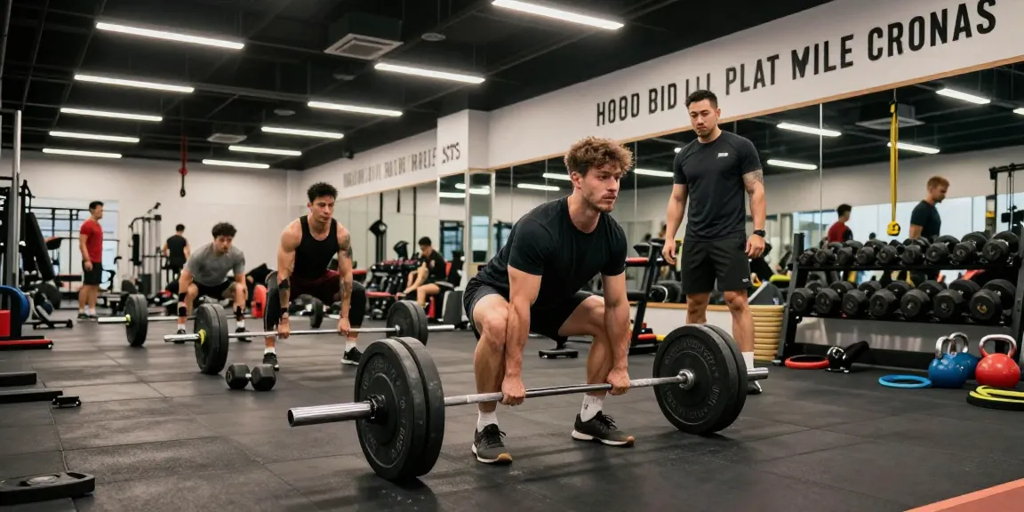 Intense workout session at Astera Shop fitness center showcasing a male athlete deadlifting weights, highlighting dedication to health and fitness.