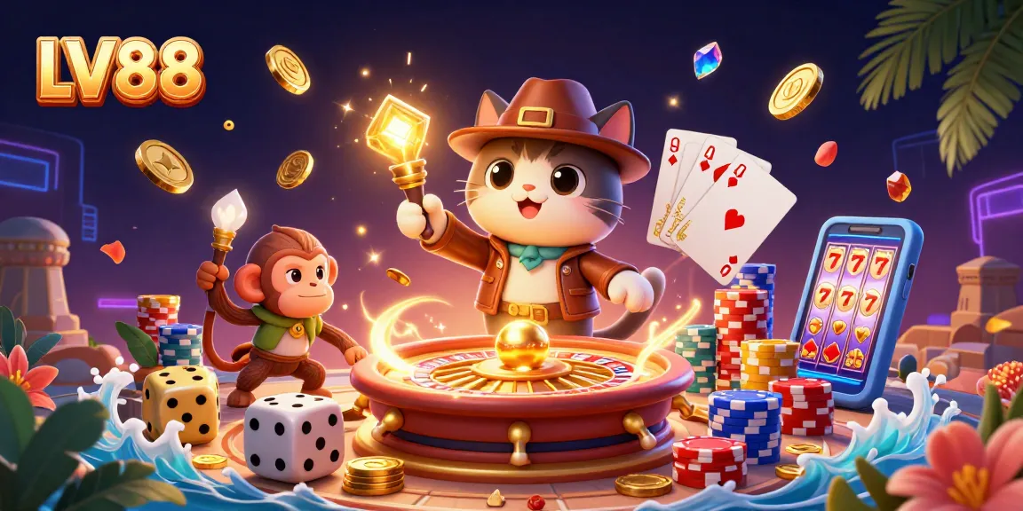 Uncover LV88's thrilling casino adventure with a cat archaeologist and monkey friend.