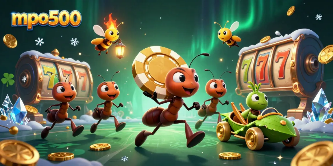 Experience thrilling excitement with mpo500 as ant heist characters navigate a vibrant casino world.