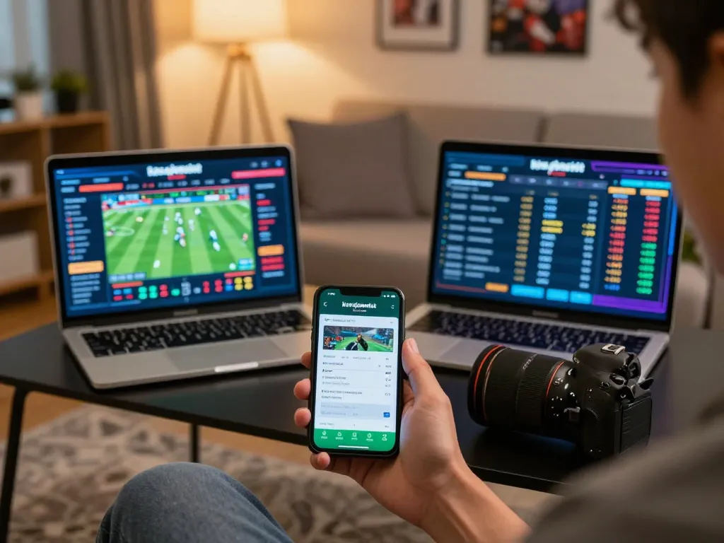 Engaging in sports betting on the kerajaanslot app from home, showcasing strategic betting dynamics.