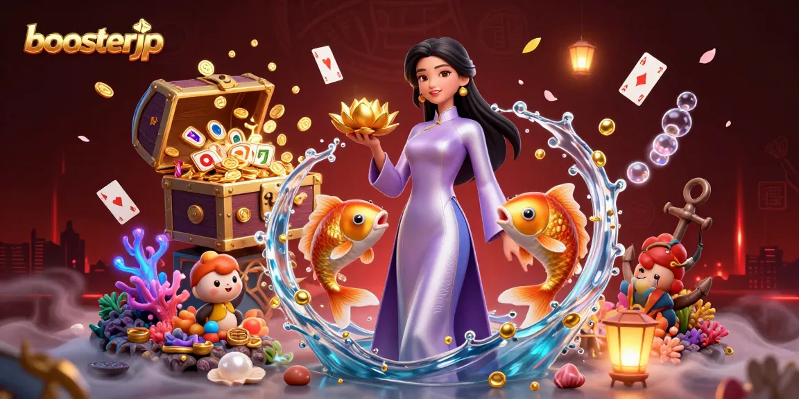 Engage in thrilling casino games with boosterjp, featuring an elegant woman and dynamic playing elements.