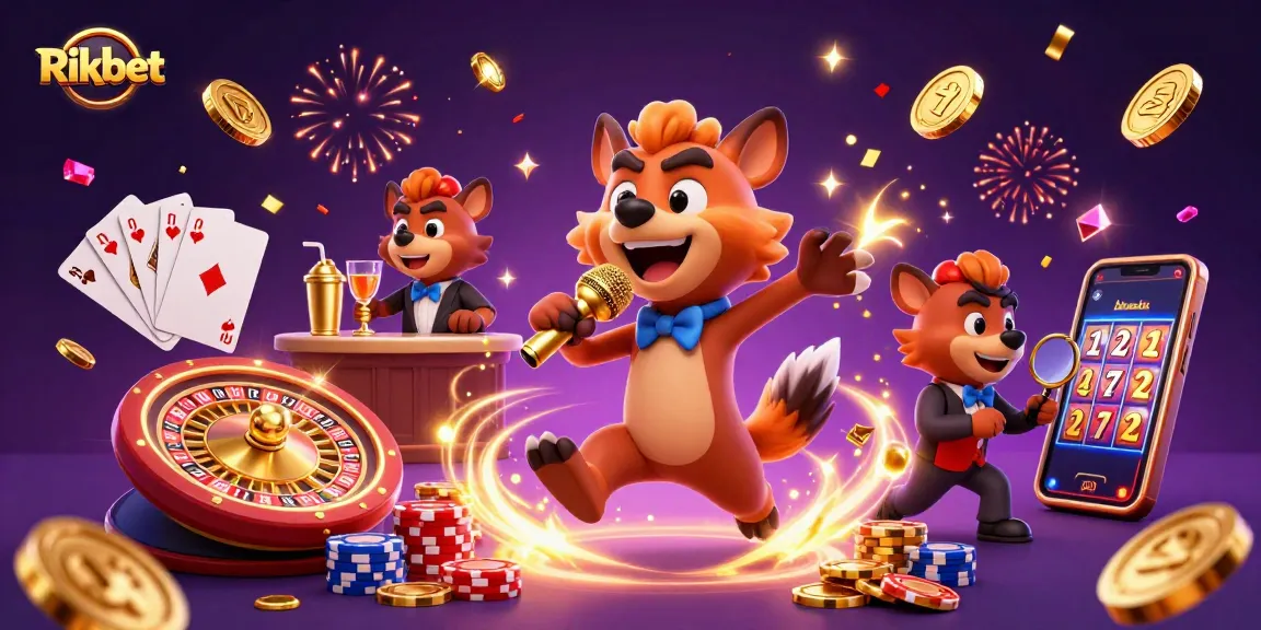 Experience the thrill of Rikbet with a lively casino scene featuring hyenas in action.