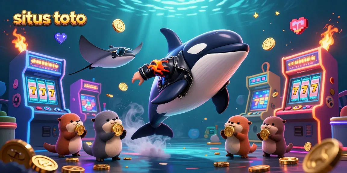 Engage with situs toto using a vibrant 3D scene of whimsical sea characters and casino elements.