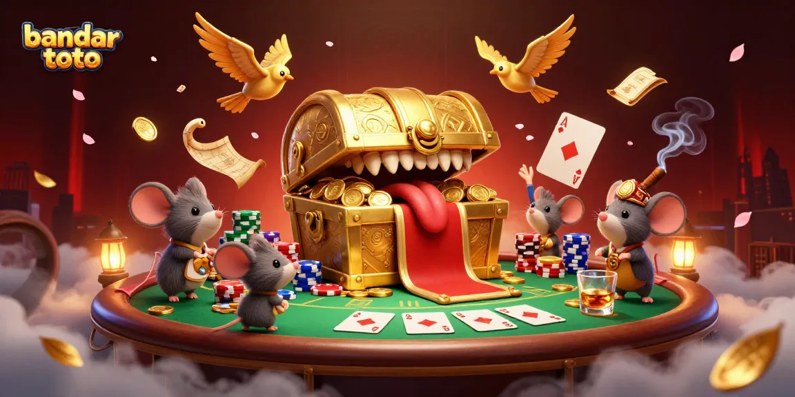 Engage in thrilling experiences at bandar toto with a treasure chest full of riches, poker elements, and winning vibes.