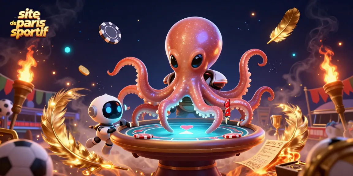 Plongez dans l'univers captivant des paris sportifs sur le site de paris sportif, où un octopus extraterrestre opère une table de poker holographique.