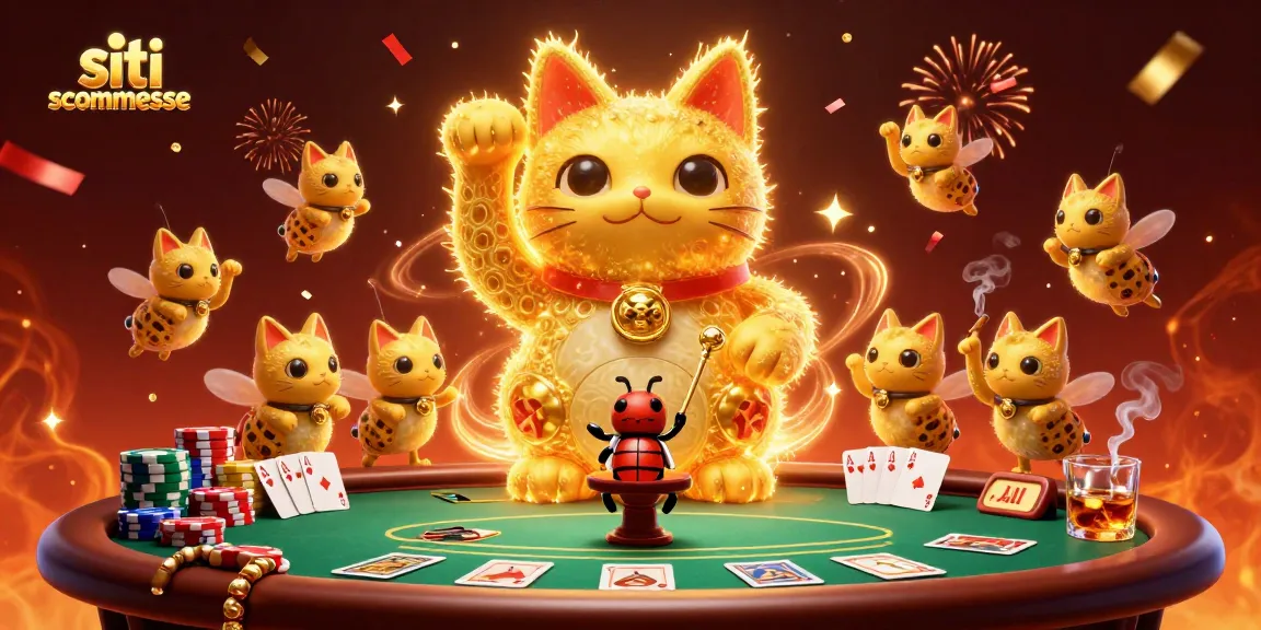 Scopri i siti scommesse più emozionanti con simboli di casinò e luci celebrative nella scena.