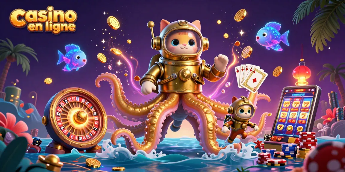Profitez du meilleur de casino en ligne avec une illustration 3D captivante et colorée.