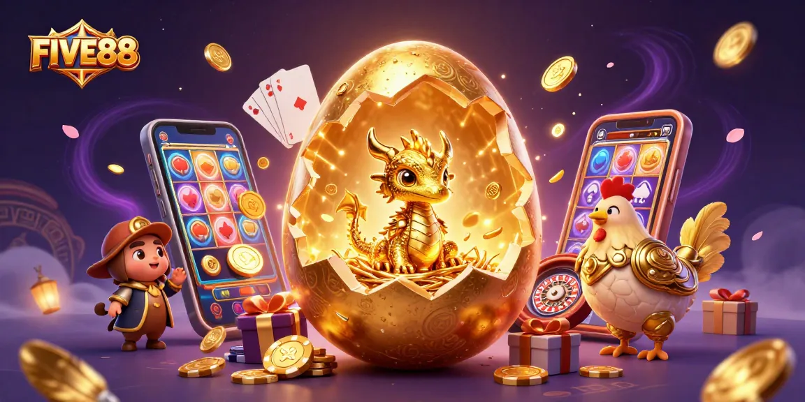 Engage with FIVE88's dynamic world of crystal-themed poker games featuring a golden dragon.
