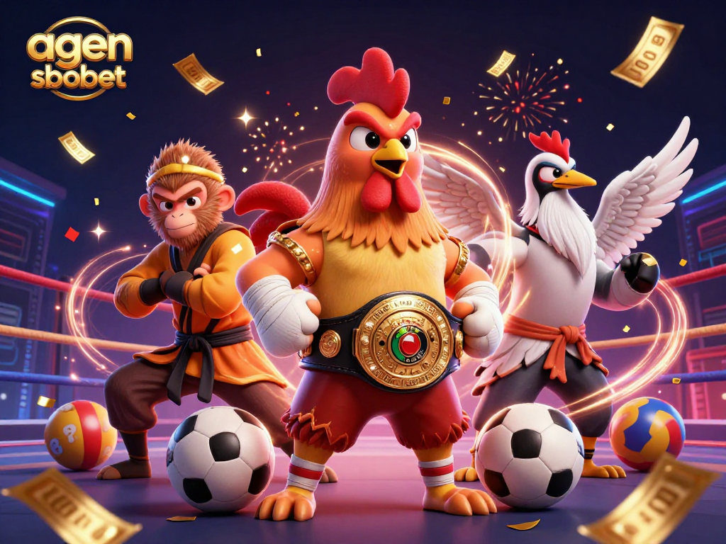 Experience thrilling action with agen sbobet in this vibrant, energetic sports betting scene featuring dynamic characters.