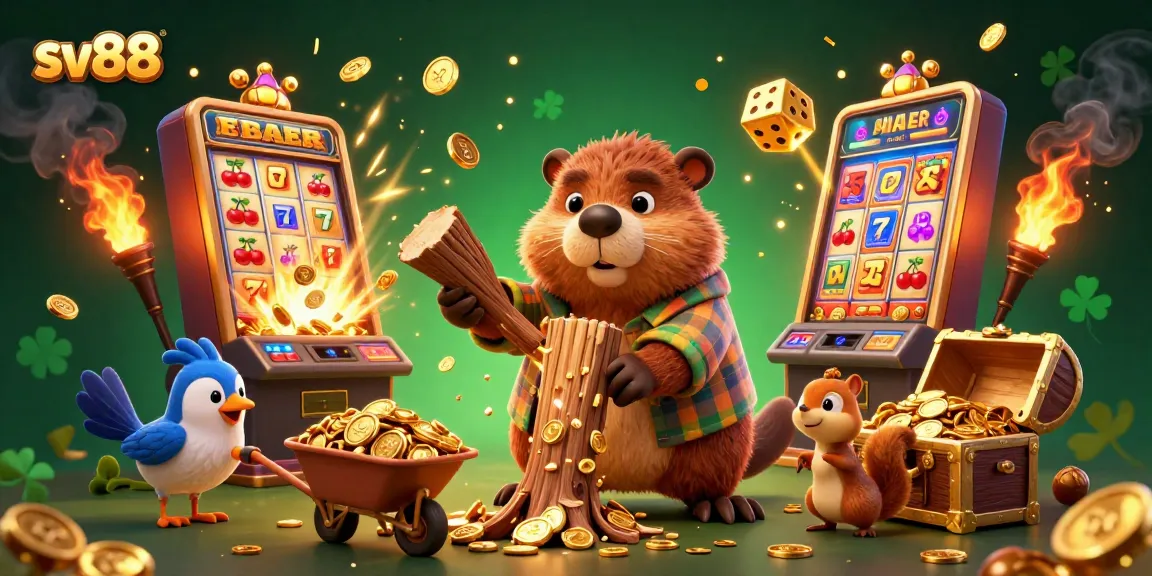 sv88 offers a dazzling casino atmosphere with golden coins and vibrant slot machines galore