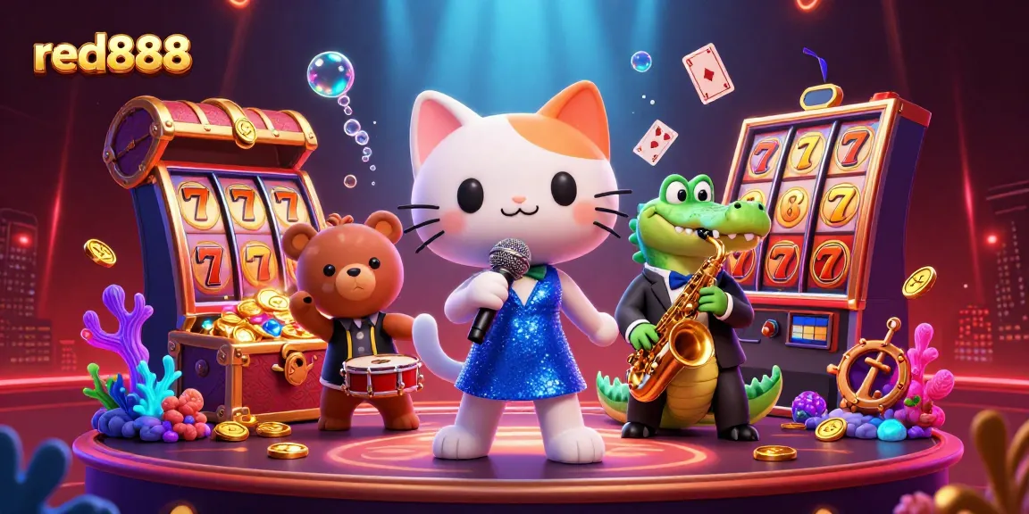 Experience the excitement of red888 with captivating characters and vibrant casino elements.