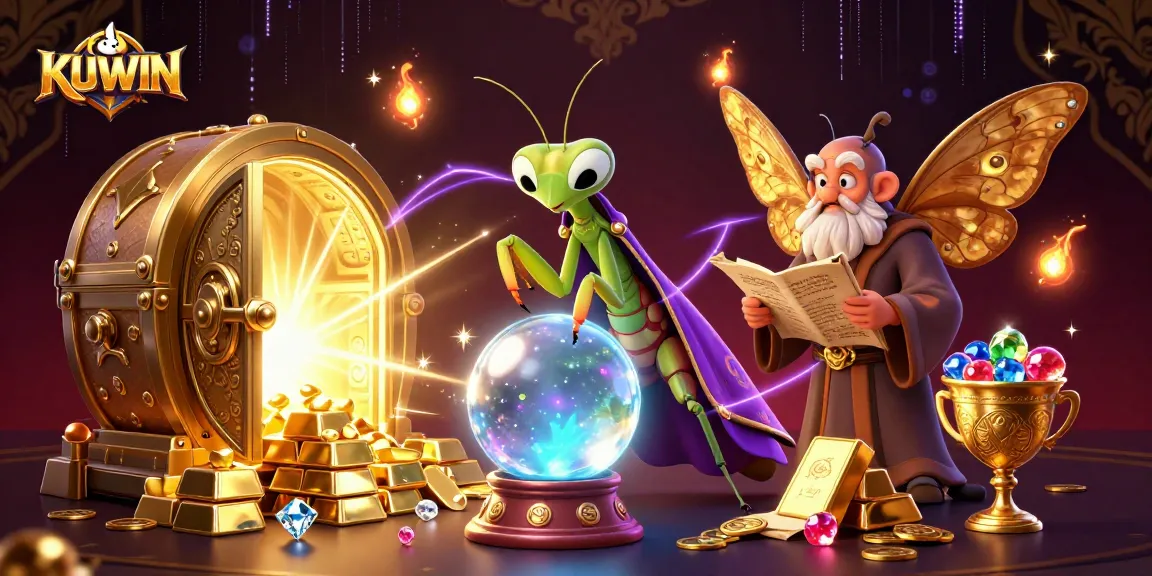 KUWIN offers exotic games while a mystical mantis fortune teller reveals winning strategies.