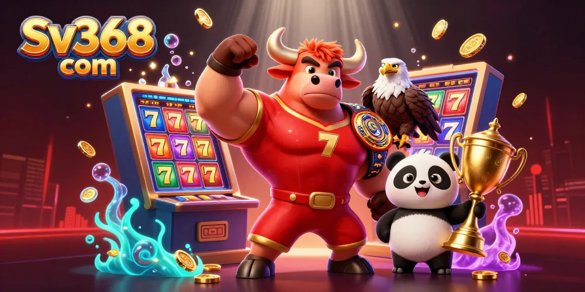 Experience thrill at Sv368 com with vibrant slots and exciting characters in a dynamic casino scene.