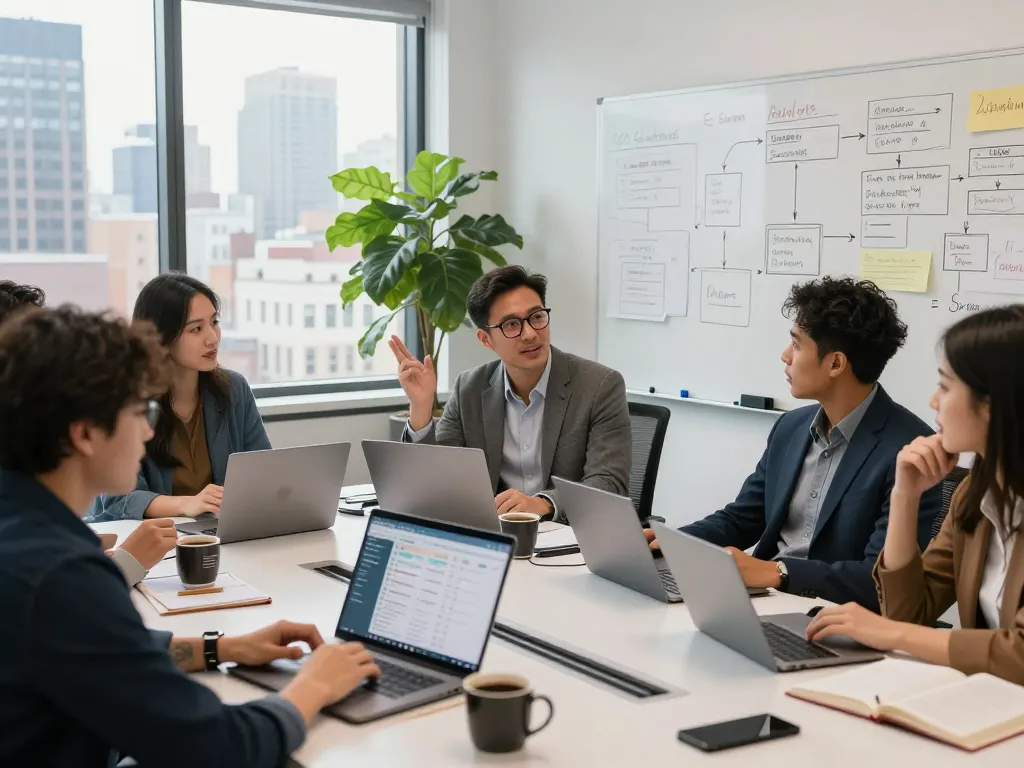 SEO specialists collaborating in New York City office, enhancing online visibility with New York SEO Services.