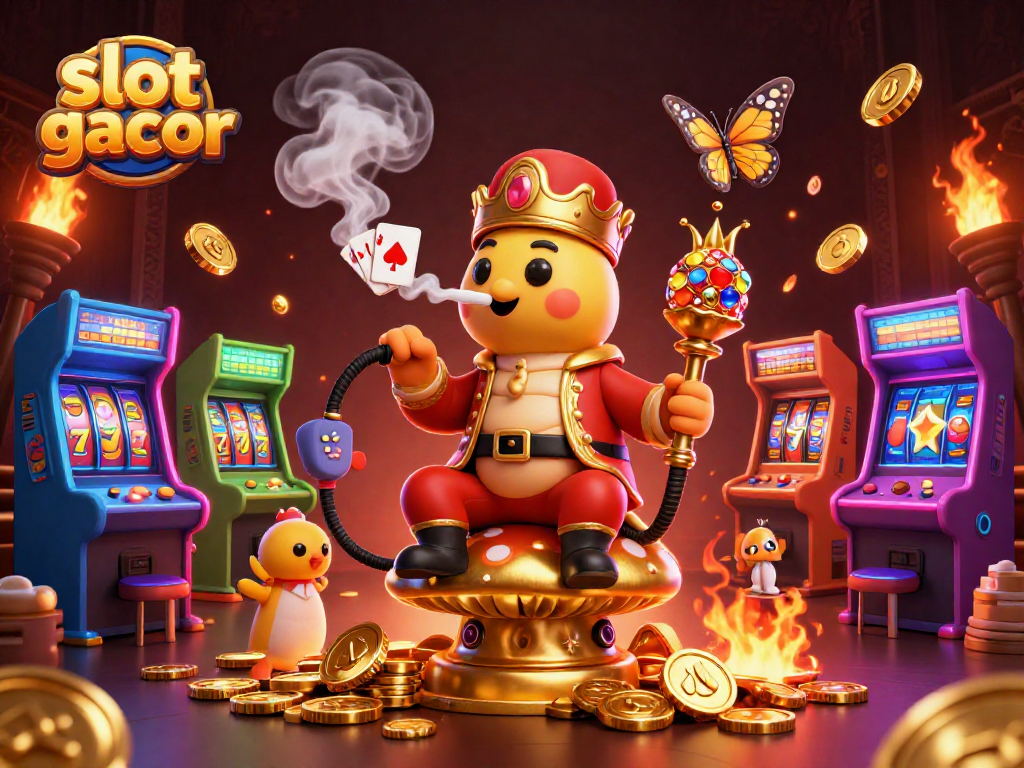 Experience the thrill of slot gacor with vibrant characters and game elements in this detailed casino scene.