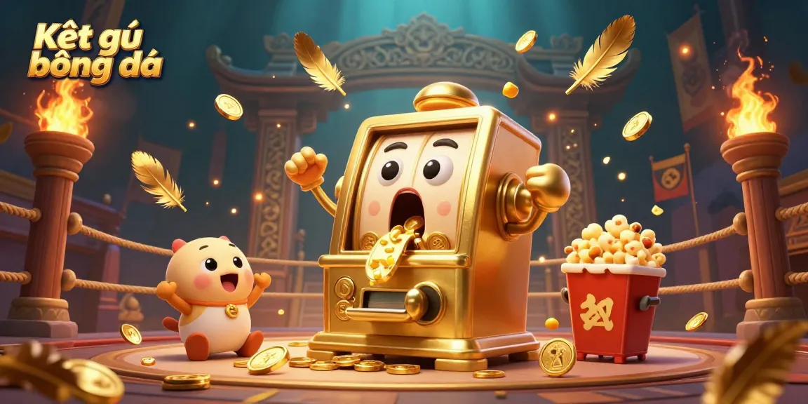 Kết quả bóng đá scene showcasing a vibrant slot machine jackpot celebration with cheering baby machines.