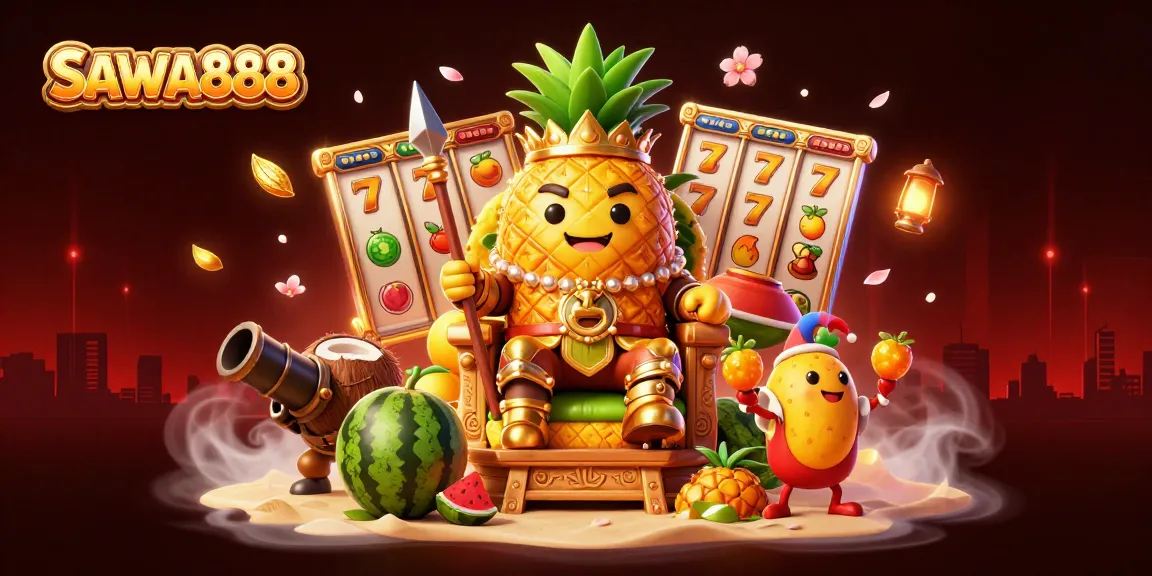 Experience thrilling gameplay at SAWA888 with the golden pineapple king ruling the casino.