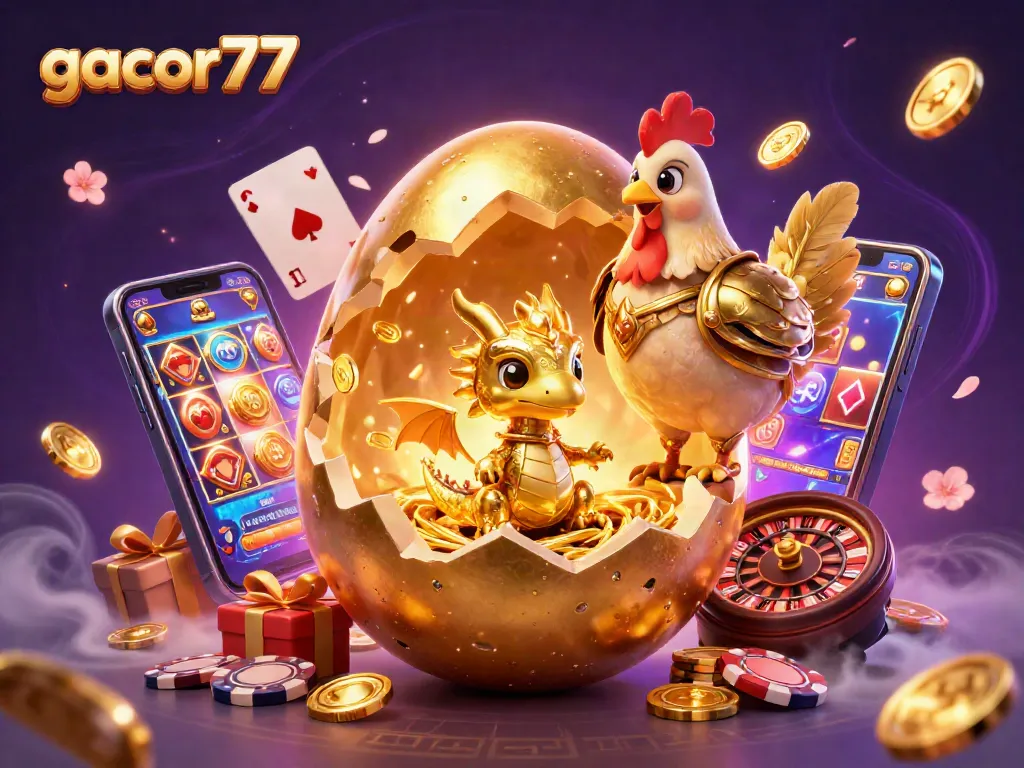 Menangkan hadiah dalam permainan slot gacor77 dengan naga emas dan chip poker!
