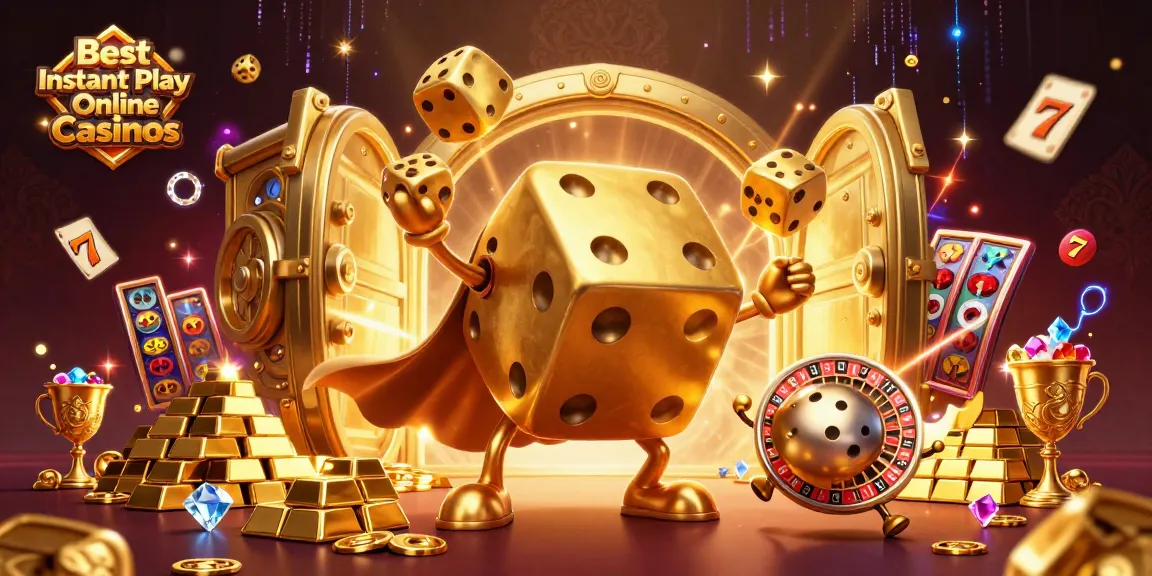 Spin and win at the Best Instant Play Online Casinos featuring a dazzling 3D casino scene.