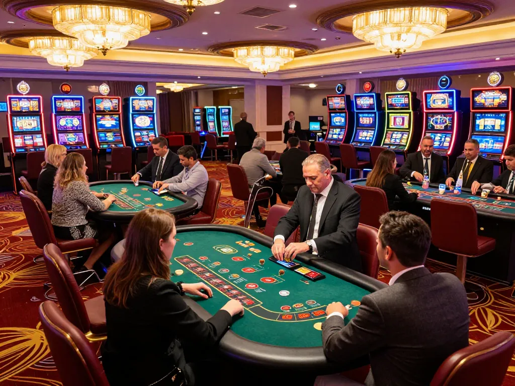 Players enjoying live casino games at TG88, vibrant atmosphere with engaging dealers and slot machines.