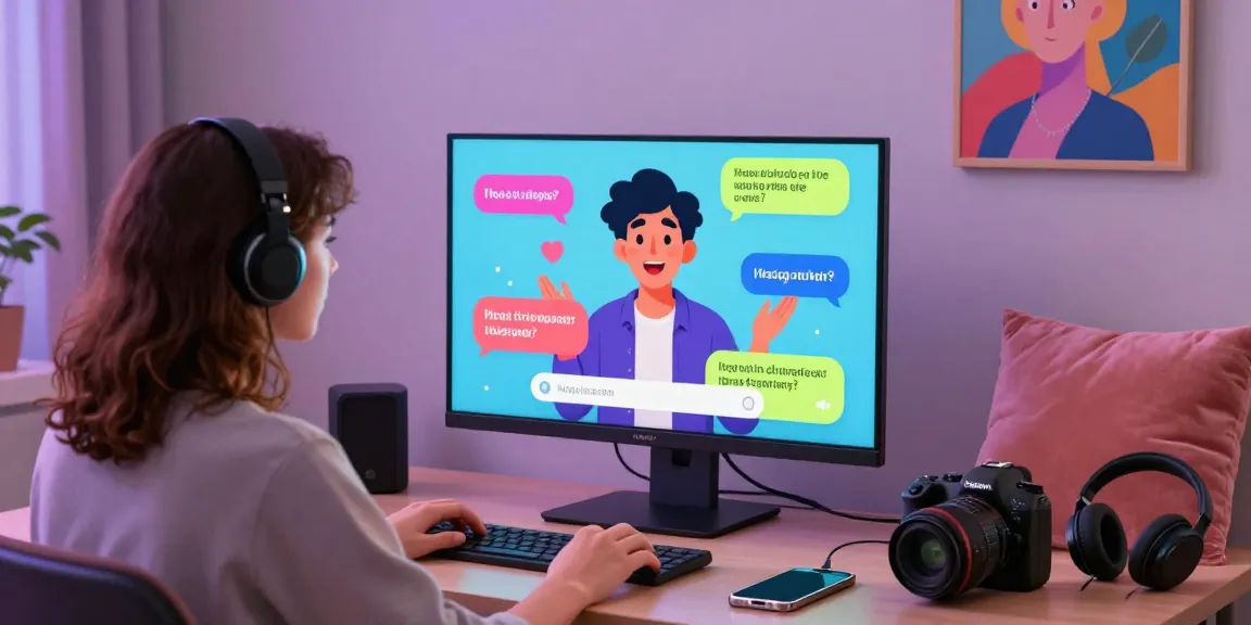 Engaging scene of nsfw ai chat interaction in a vibrant digital environment, highlighting a user and an AI character.