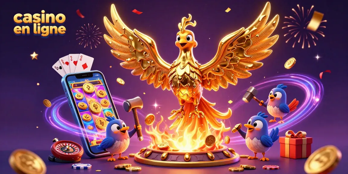 Gagnez avec le casino en ligne en jouant parmi des éléments de jeux de hasard colorés.